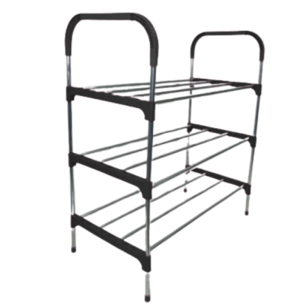 Nordic Black Wind Cross 3 Tier 12 Shoe Steel Rack