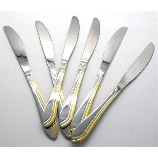 Casey Catering 6 Piece Stainless Steel Dinner Knives Set Gold