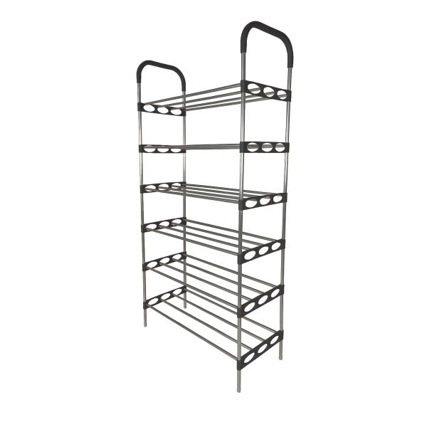 Nordic Wind Black 6 Tier 18 Shoe Steel Rack