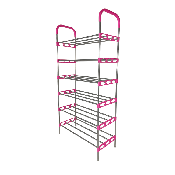 Nordic Wind Pink 6 Tier 18 Shoe Steel Rack