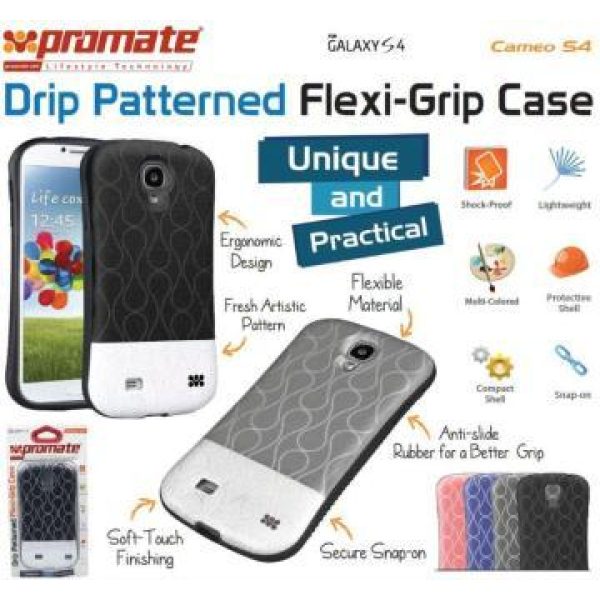 Promate Black Cameo Drip Patterned FlexiGrip Snap case