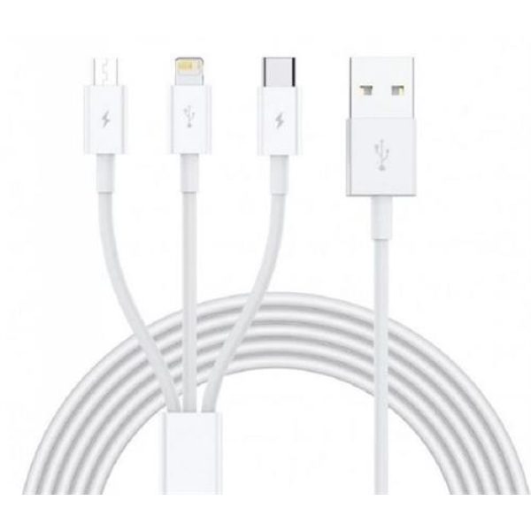 Ezra 3 in1 1meter White Usb Data Cable
