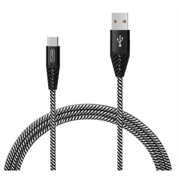 Ezra USB-A to USB Type-C 3A 1 Meter Fast Charging Black Braided Cable
