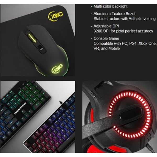 KWG Draco E1A 4 in 1 RGB Multi Colour Backlit Gaming Combo