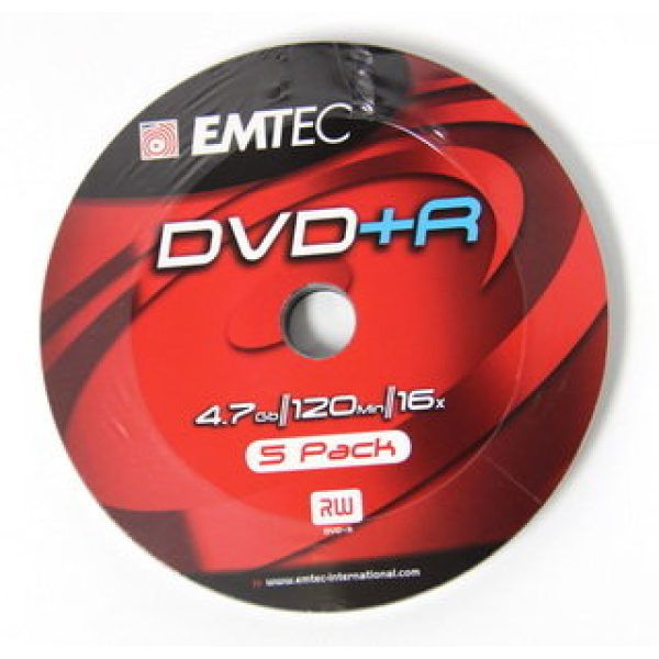 Emtec DVD Plus R 16x Speed 5pk Non Printable
