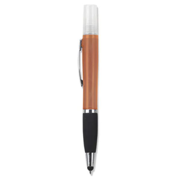 Geeko 3-in-1 Sanitizer Spray Stylus and Blue Ink Pen Orange