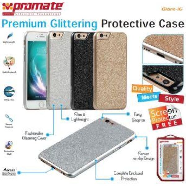 Promate Black Glare i6 Premium Glittering Protective Case