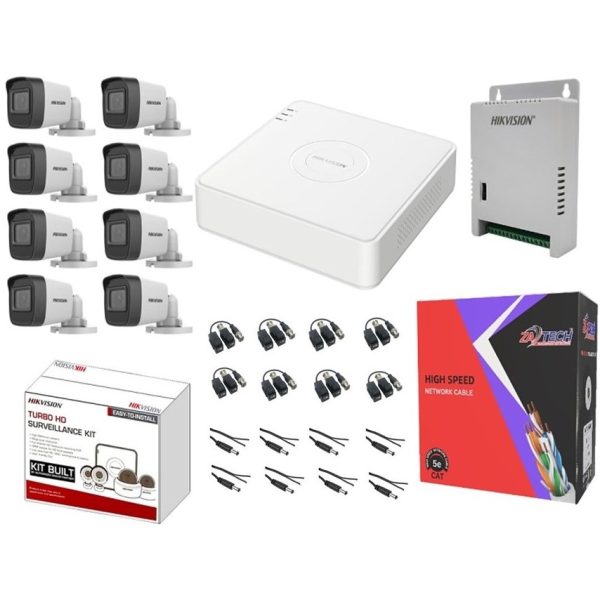 Hikvision 8 Channel DVR 2MP Camera 100M Cat6 Cable CCTV Kit