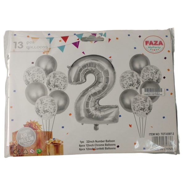 Casey 13pc Silver and White Balloon Set Nr 2