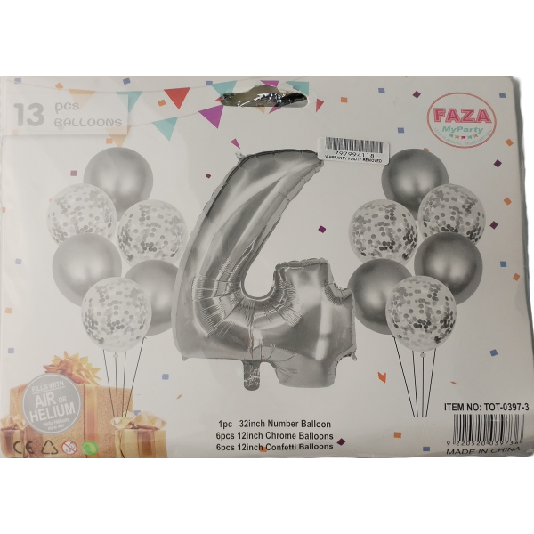 Casey 13pc Silver and White Balloon Set Nr 4