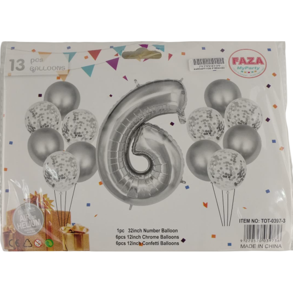Casey 13pc Silver and White Balloon Set Nr.6