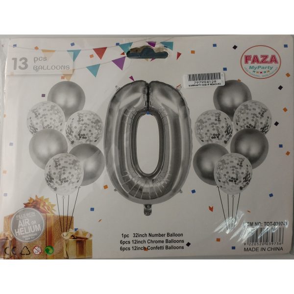 Casey 13pc Silver and White Balloon Set Nr 0