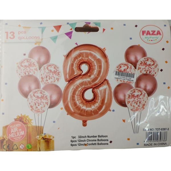 Casey 13pc Rose Gold and White Balloon Set Nr 8