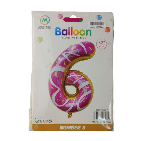 Casey 102cm Donut Balloon Number 6