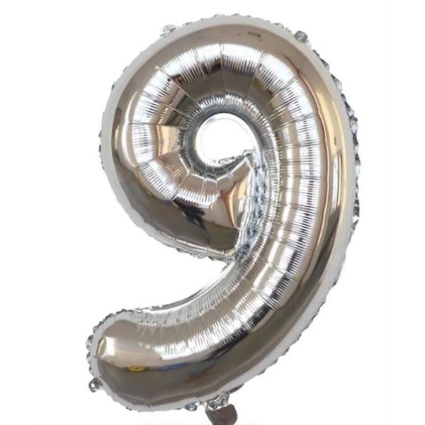 Casey 102cm Silver Balloon Number 9