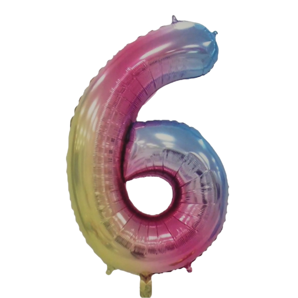 Casey 102cm Rainbow Balloon Number 6