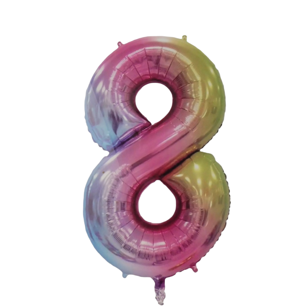 Casey 102cm Rainbow Balloon Number 8