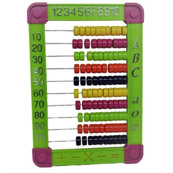 Brainware Bear Green Plastic Abacus 100 Beads Flatboard