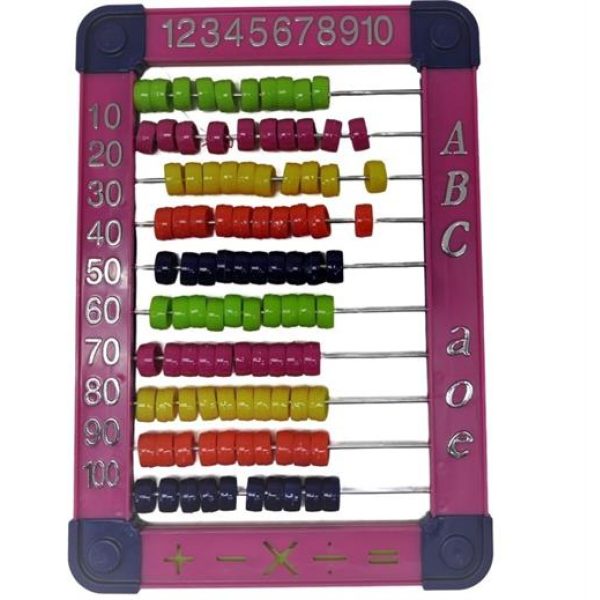 Brainware Bear Pink Plastic Abacus 100 Beads Flatboard