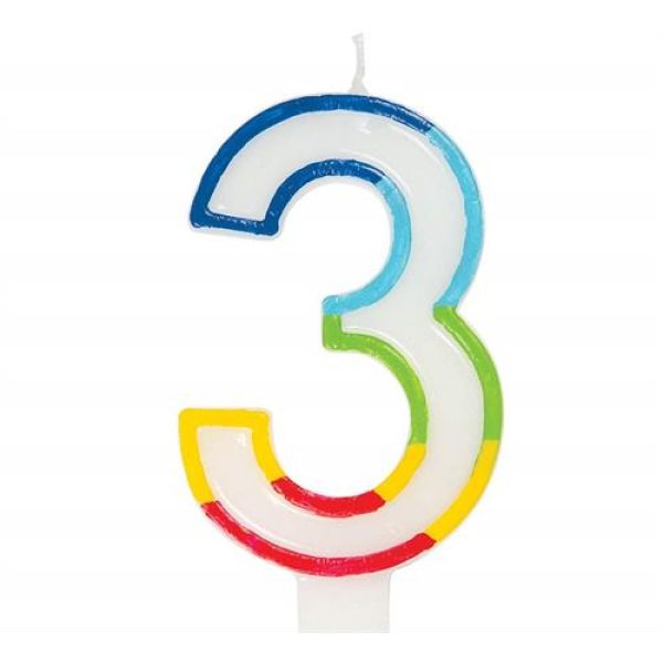 Casey 7cm Multicolor Numerical Birthday Candle Nr.3