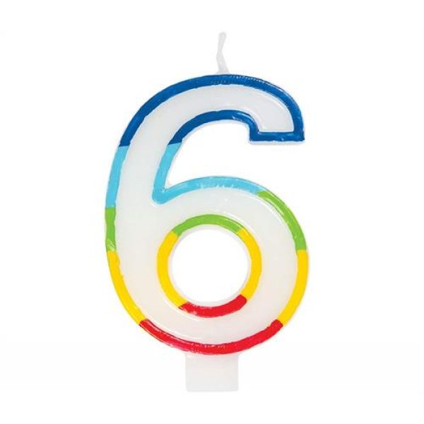 Casey 7cm Multicolor Numerical Birthday Candle Nr.6