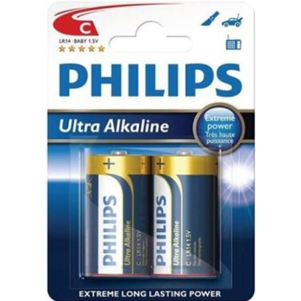 Philips Ultra Alkaline Battery LR14E2B 2 x Type C