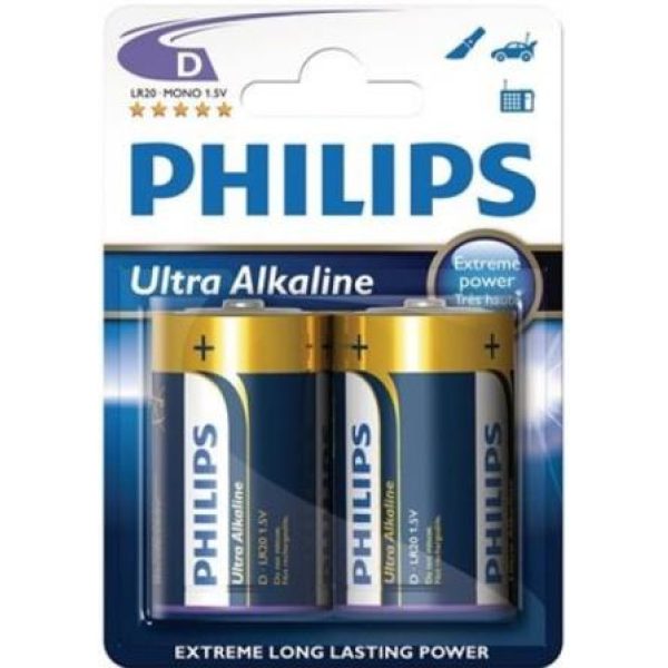 Philips Ultra Alkaline Battery LR20E2B 2 x Type D