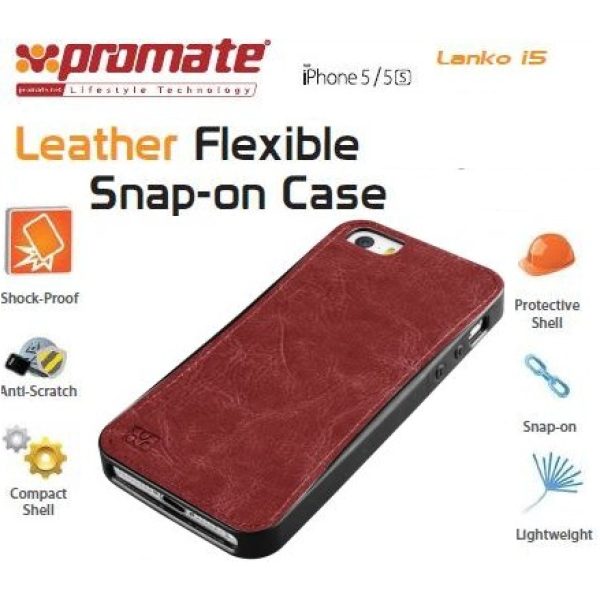 Promate Brown Lanko.i5 Hand Crafted Leather Case