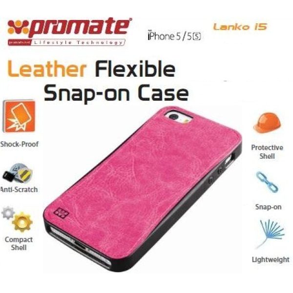 Promate Pink Lanko.i5 Hand Crafted Leather Case