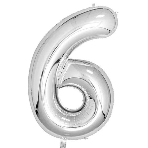 Casey 102cm Silver Balloon Number 6
