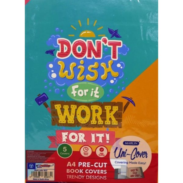 Marlin Kids Precut A4 Don’t Wish For Work Book Cover 5 pack