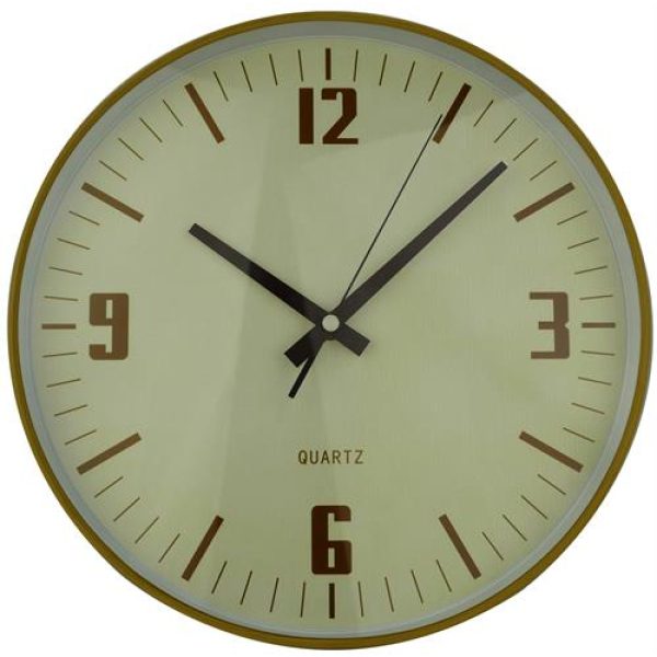 Casey Wall Clock Pine Woodgrain Beige