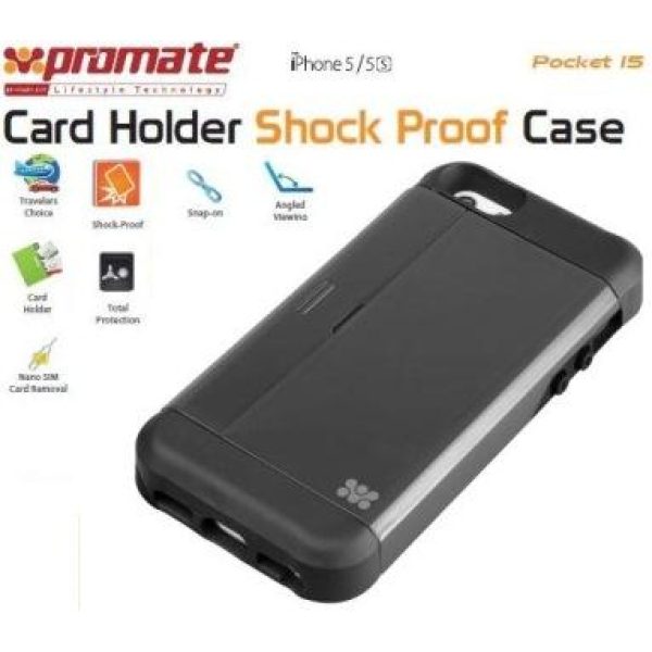 Promate Grey Pocket iPhone 5 Shock Proof rubberized case