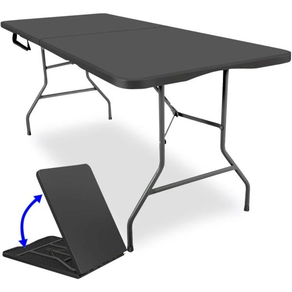 UniQue Foldable Rectangle 1.8 Metre Black Table