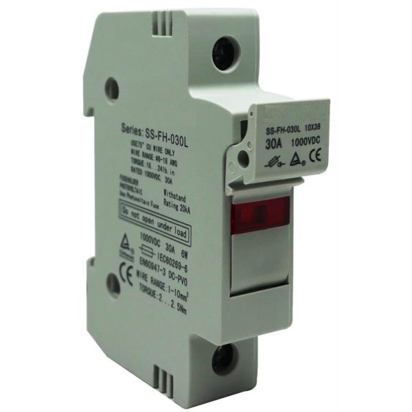 Solarix Rail Mount 1 Pole DC Fuse Holder With LED Indicator