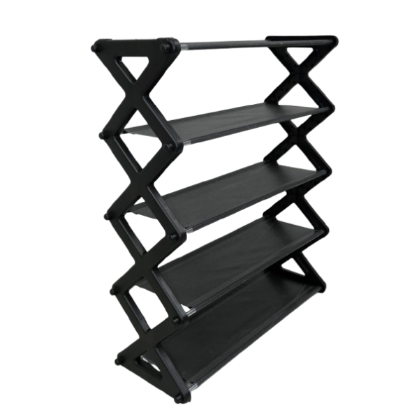 Nordic Wind Cross 5 Tier 15 Shoe Rack Black