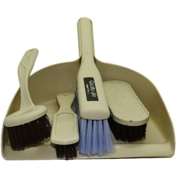 Casey 5 Piece Handheld Dust Pan And Brush Set Cream
