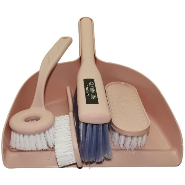 Casey 5 Piece Handheld Dust Pan And Brush Set Pink