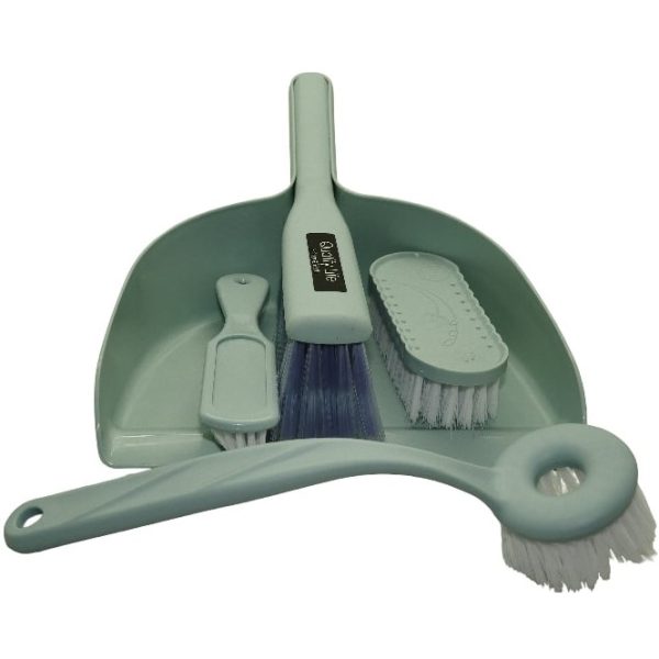 Casey 5 Piece Handheld Dust Pan And Brush Set Light Green