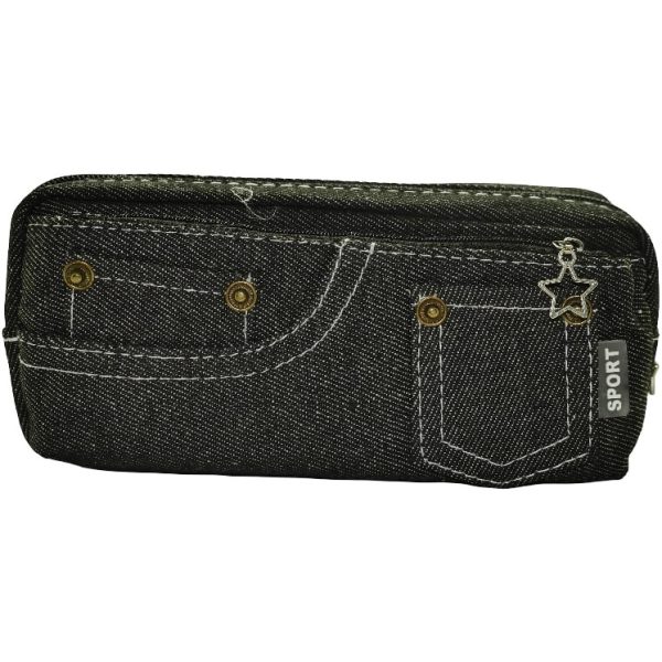 Brainware Black Denim Pencil Case