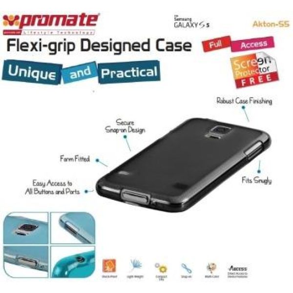 Promate Black Akton S5 flexi-grip Protective Shell Case