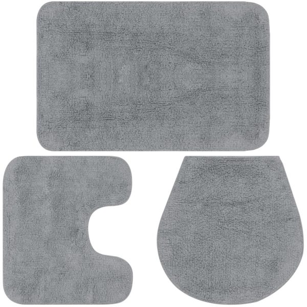 Casey Bathroom Light Grey 3 Piece Mat Set
