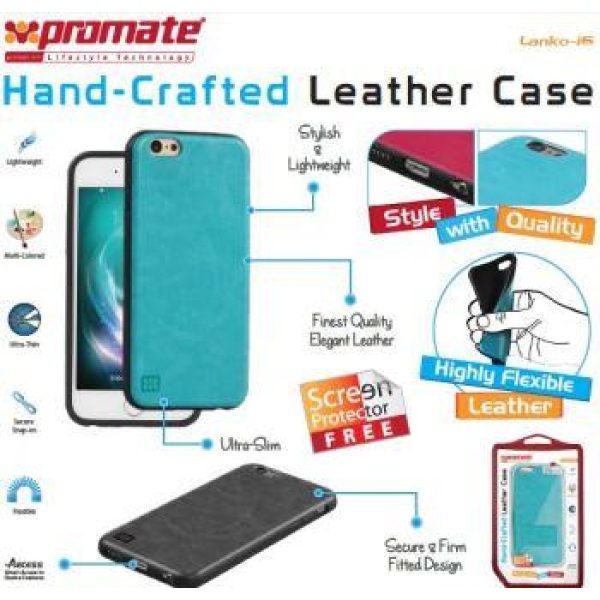 Promate Black Lanko i6 Leather Flexible Snap on Case