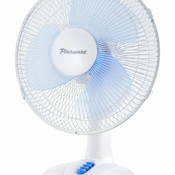 Pineware 30cm White Plastic Desktop Fan