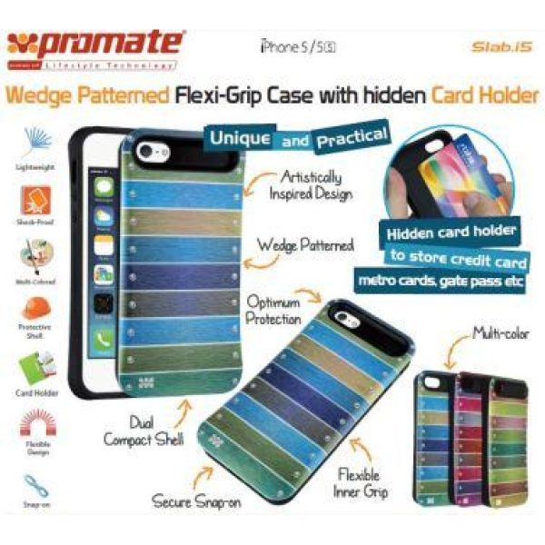 Promate Green Slab iPhone 5 Wedge Patterned FlexiGrip Case