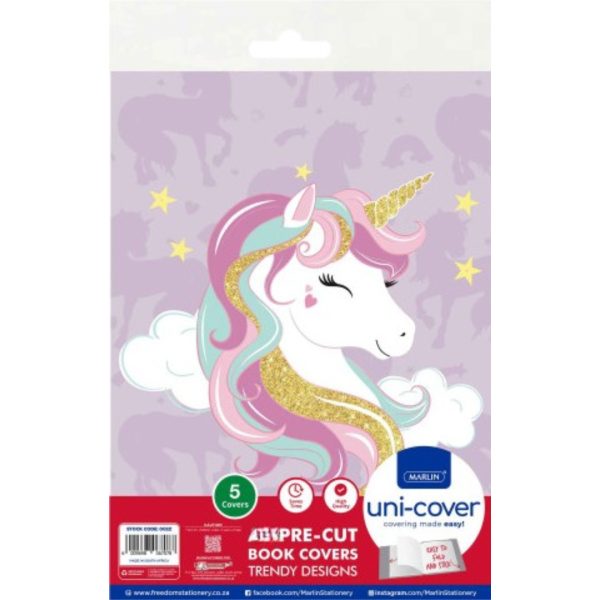 Marlin A4 Unicorn Precut Book Covers 5 Pack