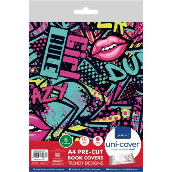 Marlin A4 Girl Rule Precut Book Covers 5 Pack