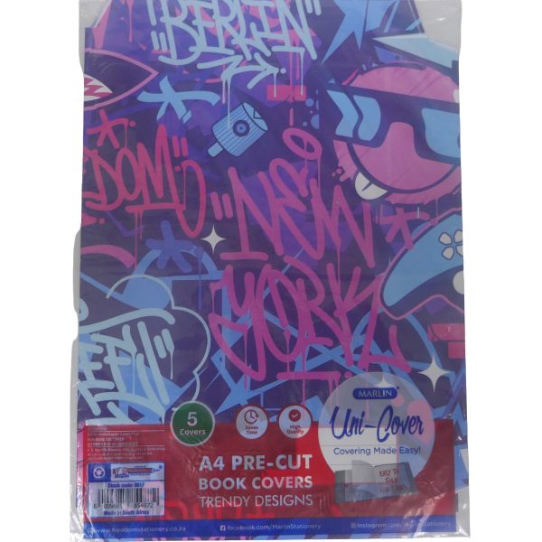 Marlin A4 Graffiti Precut Book Covers 5 Pack