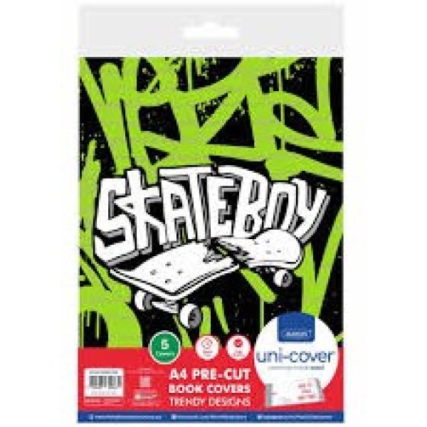 Marlin A4 PreCut Book Covers Stakeboy 5pack