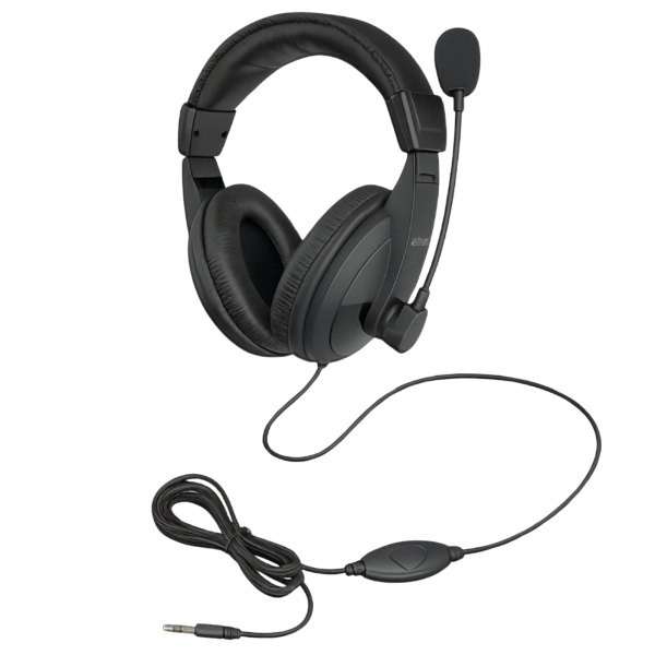 HS220 Over-Ear Wired Stereo Headset with Rotating Mic - Black